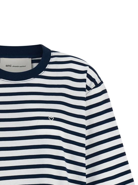 26SS 아미 코튼 박시 핏 마리네르 아미 드 하트 티셔츠 UTS374JE0210A044 Blue - AMI