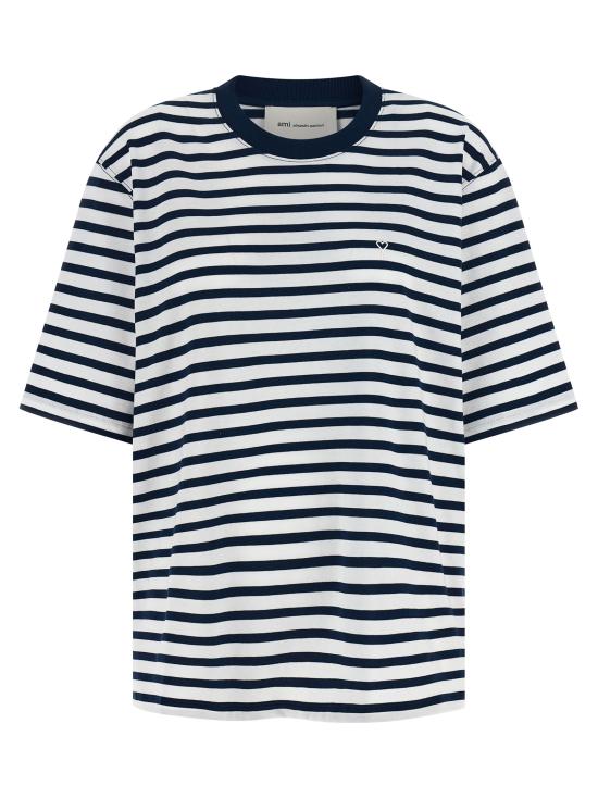 26SS 아미 코튼 박시 핏 마리네르 아미 드 하트 티셔츠 UTS374JE0210A044 Blue