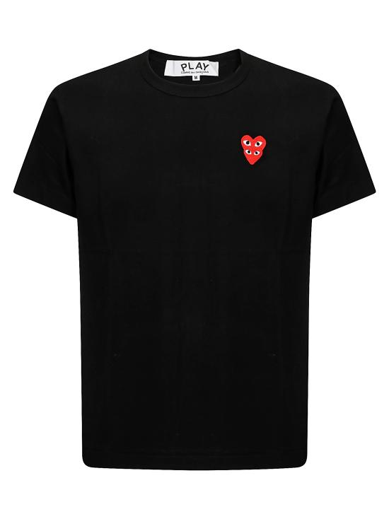 26FW 꼼데가르송 더블하트 와펜 반팔티 AXT288051 1 BLACK