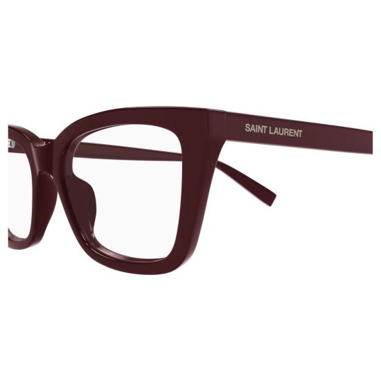 26SS 생로랑 안경 짙은 버건디 색상의 직사각형 프레임 안경 - SAINT LAURENT