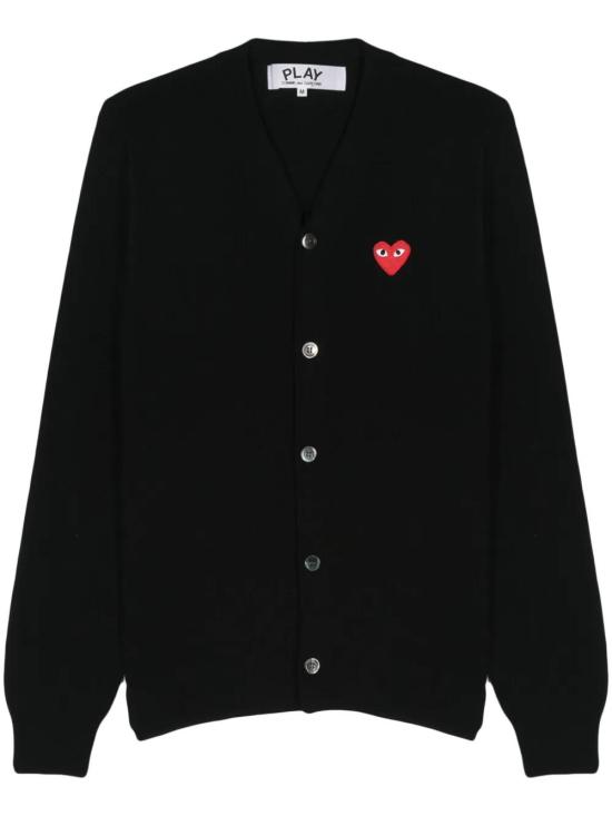 26SS 꼼데가르송 V넥 하트 와펜 가디건 AXN008051 1 BLACK