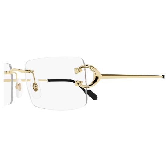 25FW 까르띠에 안경 골드톤 액센트가 있는 테 없는 직사각형 안경 - CARTIER