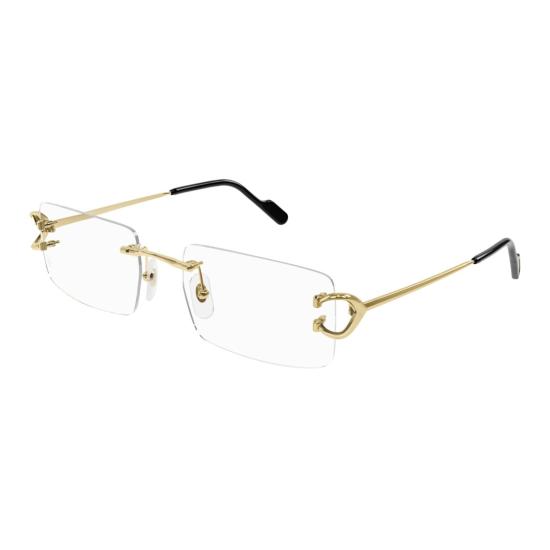 25FW 까르띠에 안경 골드톤 액센트가 있는 테 없는 직사각형 안경 - CARTIER