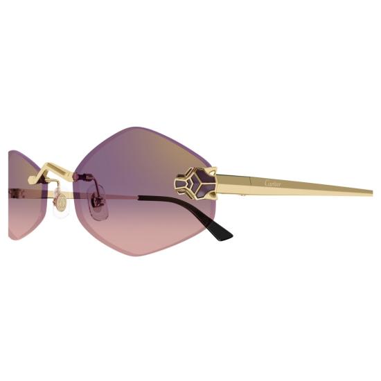 25FW 까르띠에 선글라스 표범 무늬가 있는 테 없는 육각형 그라데이션 - CARTIER