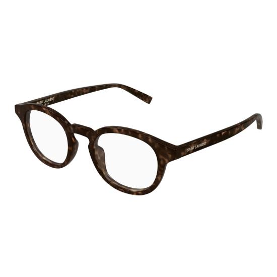 26SS 생로랑 안경 열쇠구멍 모양 브릿지가 있는 둥근 호피무늬 안경 - SAINT LAURENT