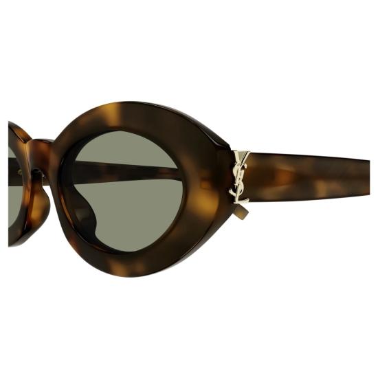 25FW 생로랑 선글라스 은은한 녹색 렌즈가 달린 타원형 호피무늬 - SAINT LAURENT