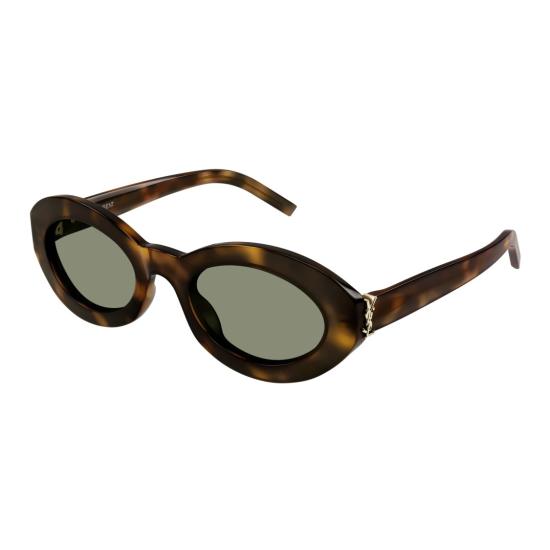 25FW 생로랑 선글라스 은은한 녹색 렌즈가 달린 타원형 호피무늬 - SAINT LAURENT