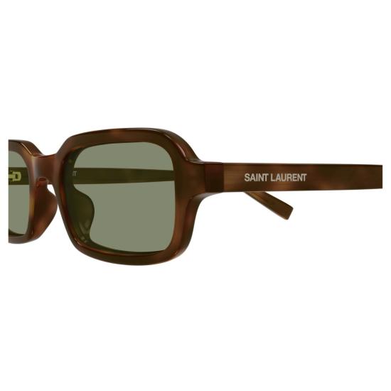 26SS 생로랑 선글라스 녹색 렌즈가 달린 직사각형 호피무늬 - SAINT LAURENT