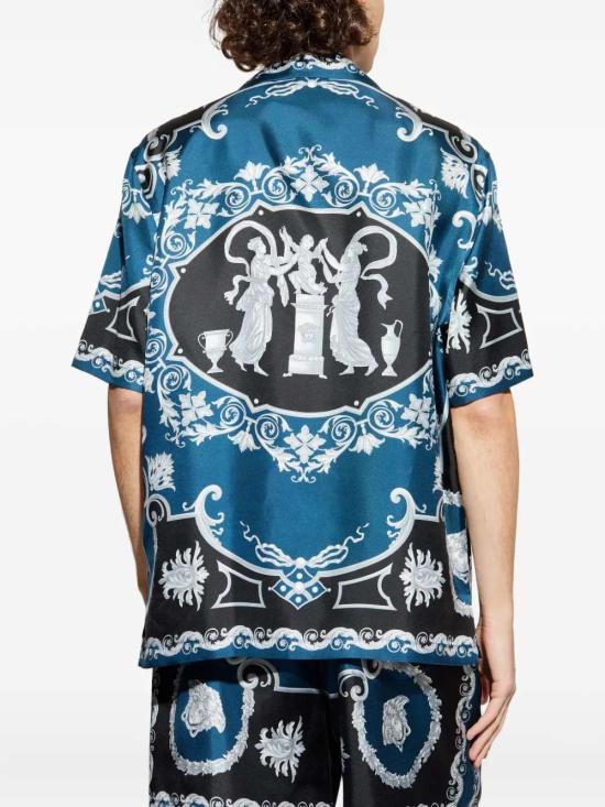 26SS 베르사체 반팔 셔츠 10039261A16096 5BE50 BLACK PETROL BLUE - VERSACE