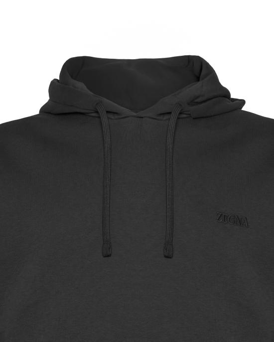 26SS 에르메네질도제냐 후드 티셔츠 N6MH02030 001 Black - ERMENEGILDO ZEGNA