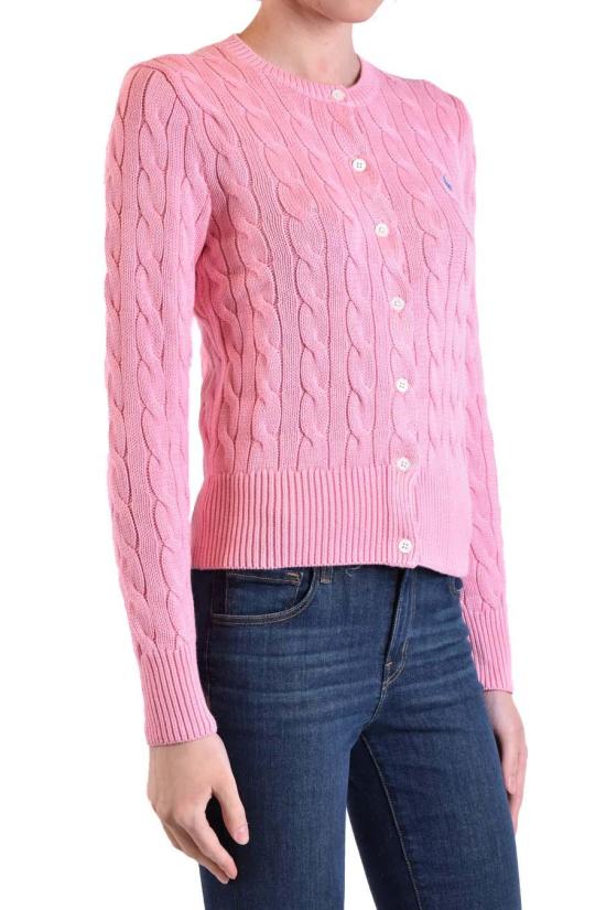 25SS 폴로 랄프로렌 포니 로고 자수 케이블 니트 크루넥 가디건 211891643004 PINK - POLO RALPH LAUREN