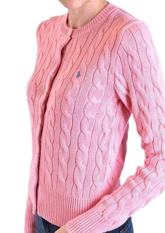 25SS 폴로 랄프로렌 포니 로고 자수 케이블 니트 크루넥 가디건 211891643004 PINK - POLO RALPH LAUREN