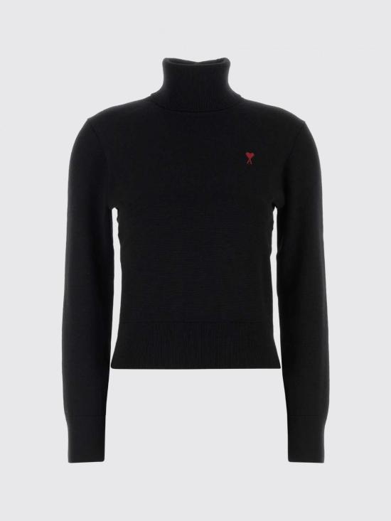 26SS 아미 스몰 하트 로고 울 터틀넥 스웨터 FKS827001 009 Black - AMI