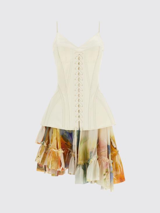 26SS 알렉산더 맥퀸 롱 원피스 873218QZARY 9015 White - ALEXANDER MCQUEEN