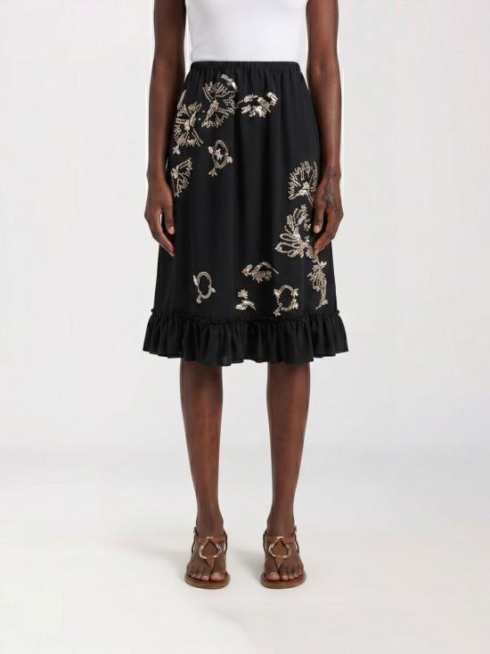 26SS 드리스 반 노튼 미디 스커트 0108993078 900 Black