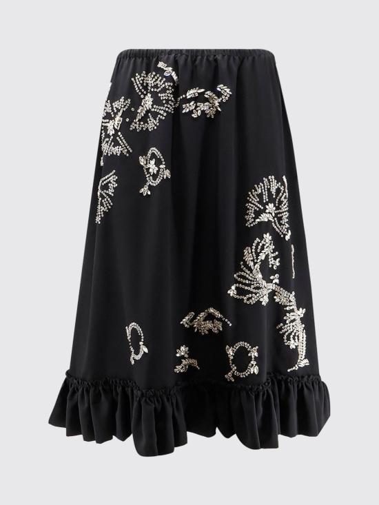 26SS 드리스 반 노튼 미디 스커트 0108993078 900 Black - DRIES VAN NOTEN