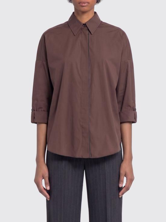 26SS 브루넬로 쿠치넬리 코튼 포플린 셔츠 M0091MA636 C4272 Brown