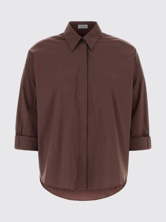 26SS 브루넬로 쿠치넬리 코튼 포플린 셔츠 M0091MA636 C4272 Brown - BRUNELLO CUCINELLI