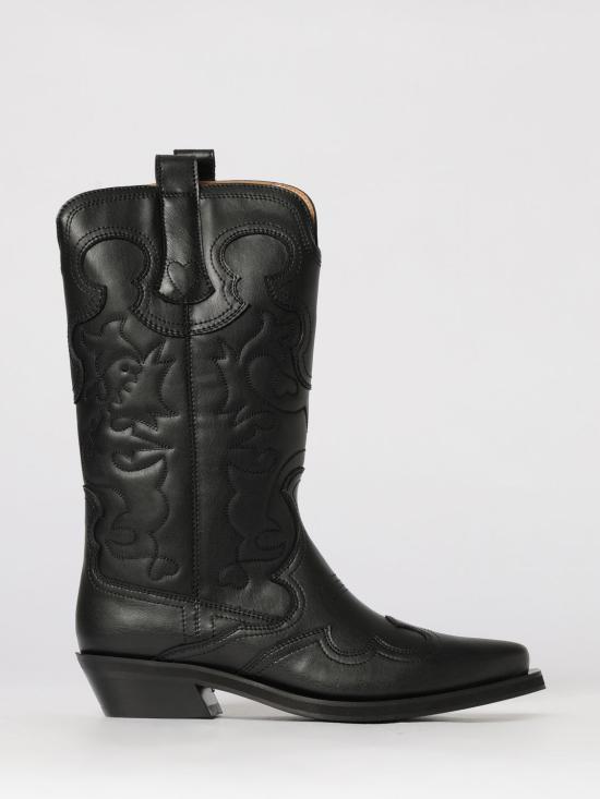 26SS 가니 미드 샤프트 엠브로이더리 웨스턴 부츠 S3110 004 Black