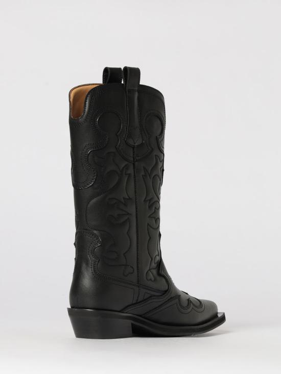 26SS 가니 미드 샤프트 엠브로이더리 웨스턴 부츠 S3110 004 Black - GANNI