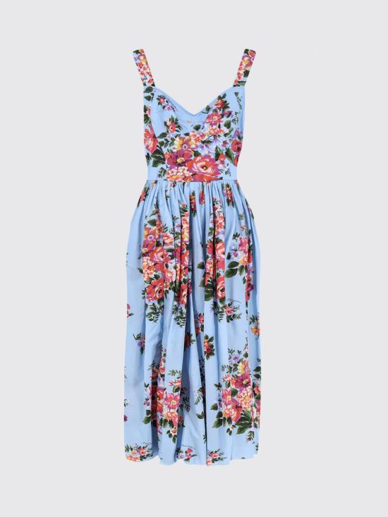 26SS 돌체앤가바나 플라워 부케 프린트 코튼 드레스 F6TTHTHS5UU HA5ZO White - DOLCE & GABBANA