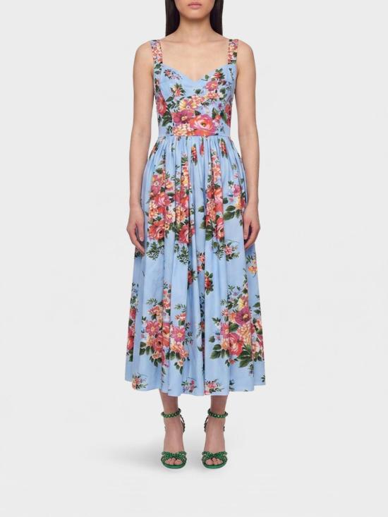 26SS 돌체앤가바나 플라워 부케 프린트 코튼 드레스 F6TTHTHS5UU HA5ZO White