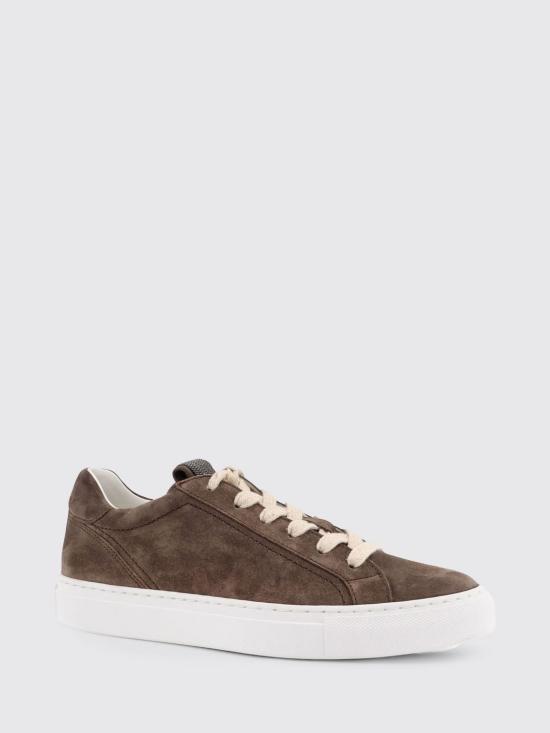 26SS 브루넬로 쿠치넬리 프레셔스 루프 스웨이드 스니커즈 MZSFG2525 C8769 Mud - BRUNELLO CUCINELLI