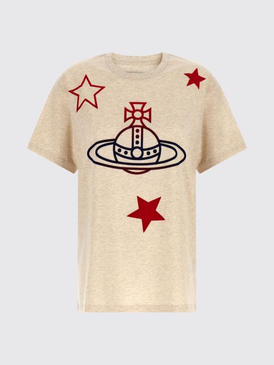 26SS 비비안웨스트우드 반팔 티셔츠 3G010056J00B8 C401 Beige - VIVIENNE WESTWOOD