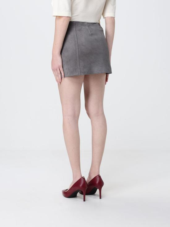 26SS 아미 고트 레더 빅 버클 벨티드 미니 스커트 FSK464LH00590 516 Grey - AMI