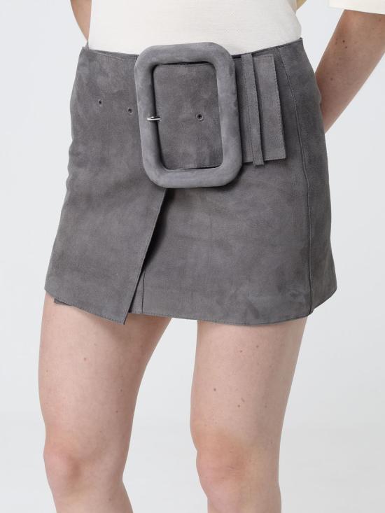 26SS 아미 고트 레더 빅 버클 벨티드 미니 스커트 FSK464LH00590 516 Grey - AMI