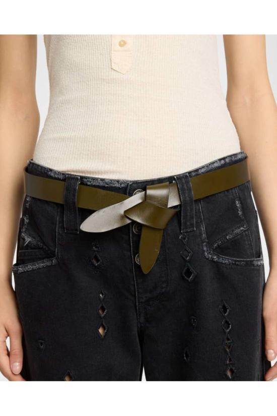  이자벨마랑 벨트 이자벨 마랑 레체 타이업 가죽  다크 카키 - ISABEL MARANT