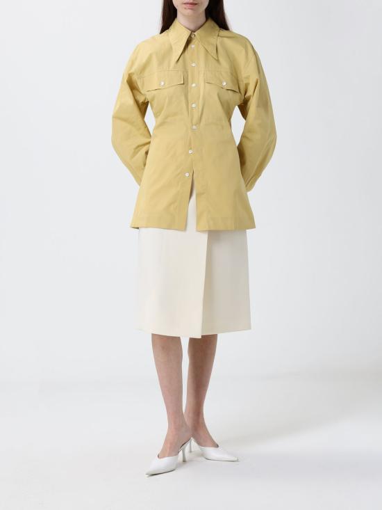 26SS 아미 뉴 울 빅 버클 벨티드 미디 스커트 FSK451WV0195 136 White - AMI