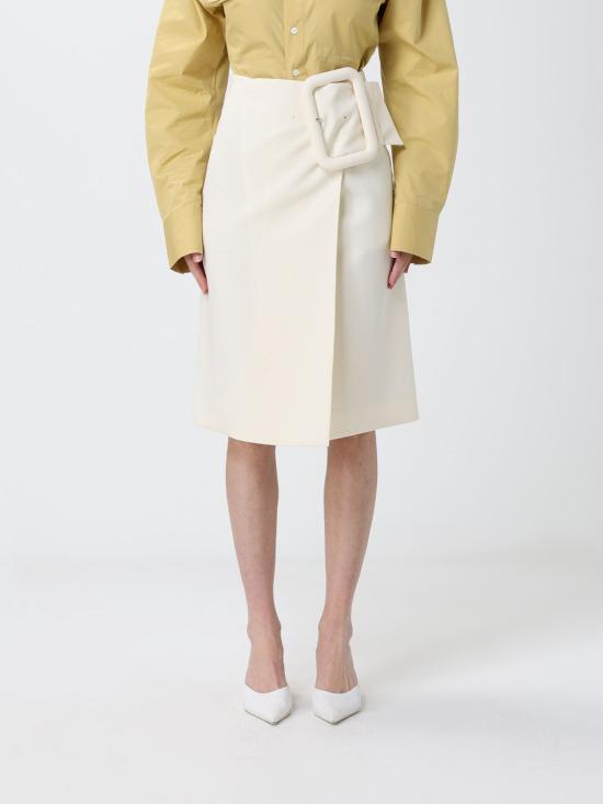 26SS 아미 뉴 울 빅 버클 벨티드 미디 스커트 FSK451WV0195 136 White