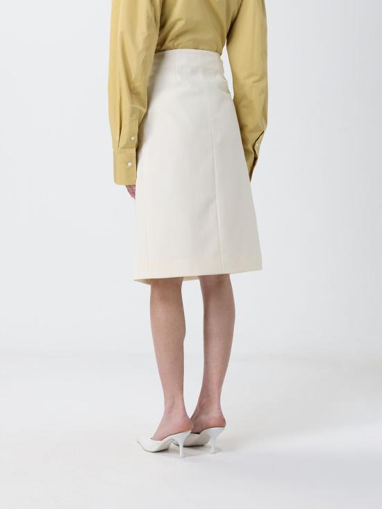 26SS 아미 뉴 울 빅 버클 벨티드 미디 스커트 FSK451WV0195 136 White - AMI