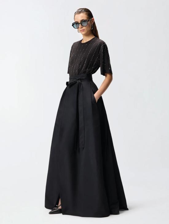 26SS 핑코 롱 스커트 Gonna Lunga a Portafoglio in Taffetà Nero - PINKO