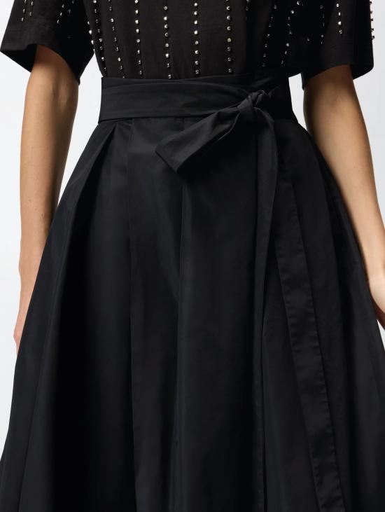 26SS 핑코 롱 스커트 Gonna Lunga a Portafoglio in Taffetà Nero - PINKO