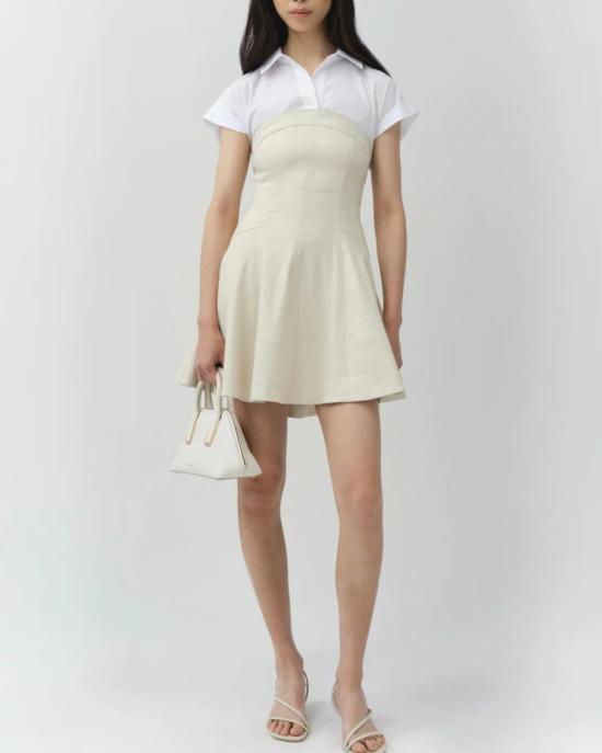  조나단 심카이 숏 원피스 선대 리넨 미니 드레스 샌드 멀티 - JONATHAN SIMKHAI