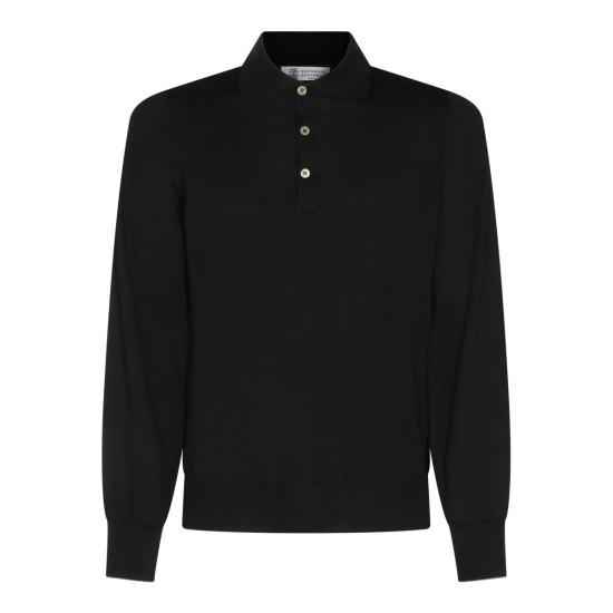 26SS 브루넬로 쿠치넬리 니트 폴로 셔츠 M29800135 CH101 NERO