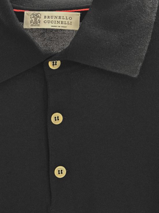 26SS 브루넬로 쿠치넬리 니트 폴로 셔츠 M29800135 CH101 NERO - BRUNELLO CUCINELLI