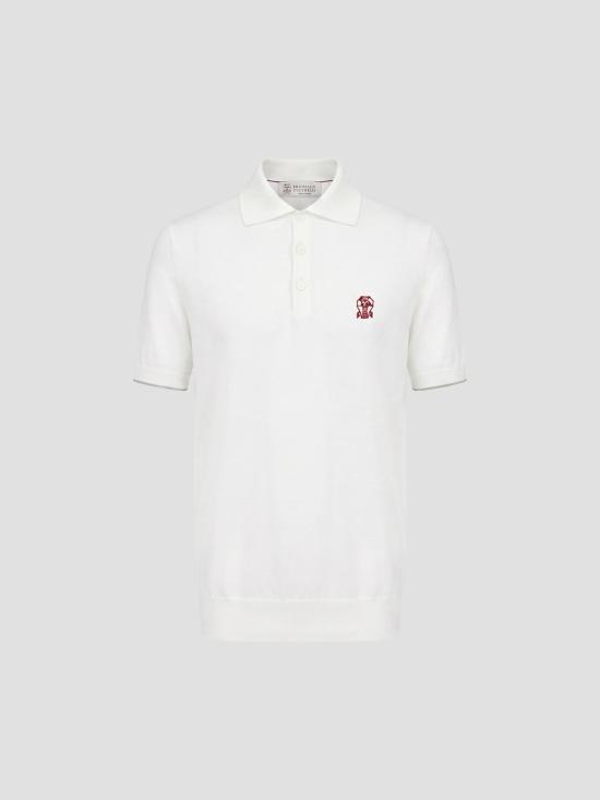 26SS 브루넬로 쿠치넬리 로고 경량 코튼 니트 폴로 셔츠 M29800195 CON63 PANAMA