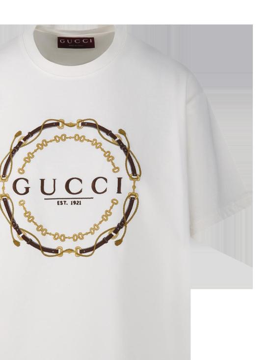 26SS 구찌 프린트 디테일 코튼 저지 티셔츠 837959XJHQY 9750 MILK MC - GUCCI