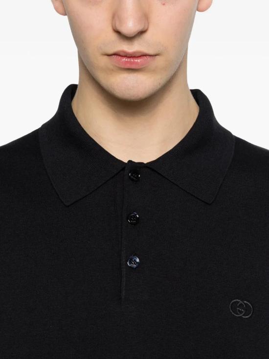 26SS 구찌 자수 실크 코튼 폴로 셔츠 853378XKFDL 4255 DARK NAVY MIX - GUCCI