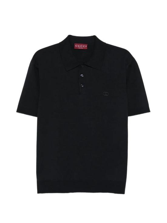 26SS 구찌 자수 실크 코튼 폴로 셔츠 853378XKFDL 4255 DARK NAVY MIX