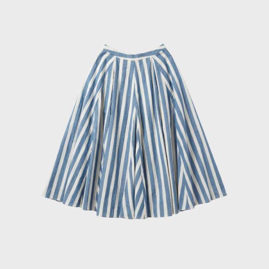  LADDER x WOC 롱 스커트 래더 X WOC 오피스 스커트 블루 씨 스트라이프 - OTHER BRANDS