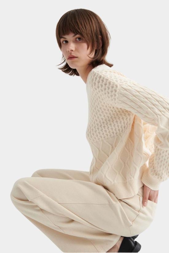  코우토우 스웨터 카우토우 패치워크 점퍼 초크 - KOWTOW