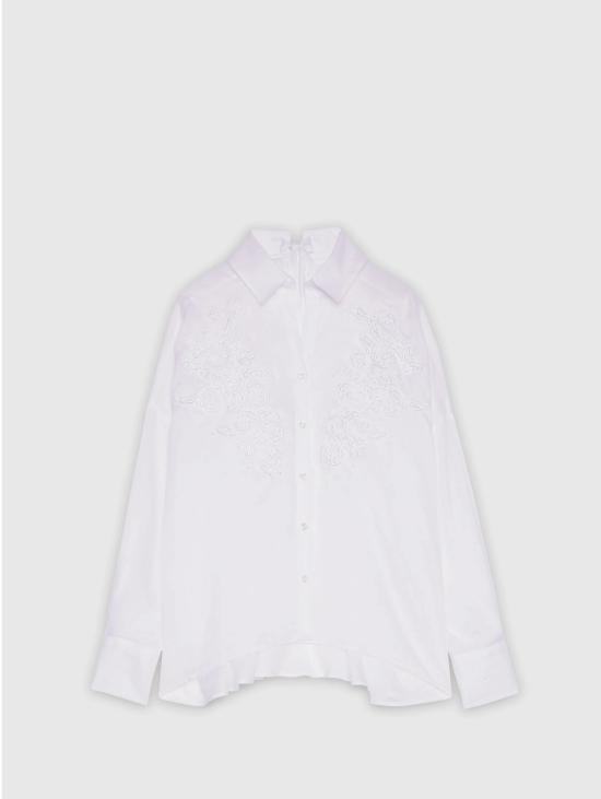 26SS 에르마노 피렌제 셔츠 Popeline di Cotone con Ricamo Bianco의 카미시아 - ERMANNO FIRENZE