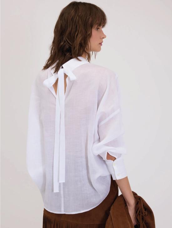 26SS 에르마노 피렌제 셔츠 Popeline di Cotone con Ricamo Bianco의 카미시아 - ERMANNO FIRENZE