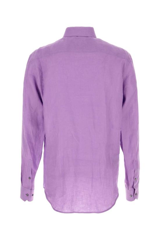26SS 조르지오 아르마니 레규러 핏 린넨 셔츠 8WGCCZ98TZC62 UA108 Purple - GIORGIO ARMANI