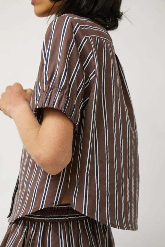  No. 6 Store 블라우스 6번 매장 클로에 탑 캠브리지 브라운 스트라이프 - OTHER BRANDS