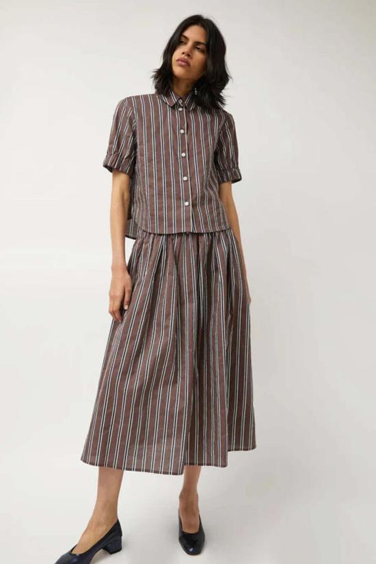  No. 6 Store 블라우스 6번 매장 클로에 탑 캠브리지 브라운 스트라이프 - OTHER BRANDS